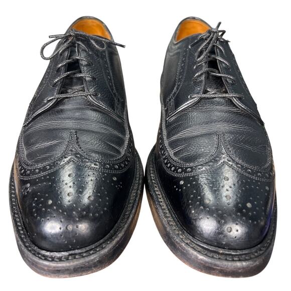 Vintage Florsheim Imperial Kenmoor Black Pebbled Wingtip Oxfords Size 9.5 D